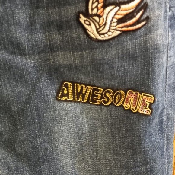 Girls Jeans Studio V Jeans Vigoss size 14 denim boho peace - Picture 3 of 6